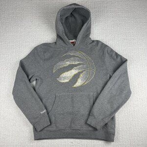 Toronto Raptors Mitchell & Ness NBA Sweatshirt Hoodie Gray Golden logo Men M